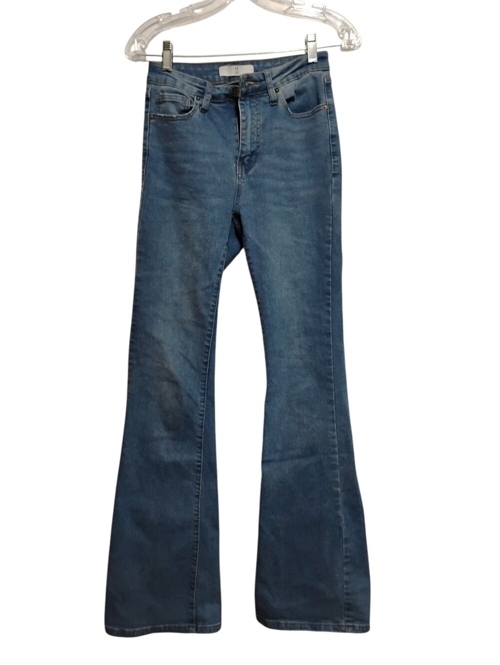 HERS Women’s Blue Flare Jeans Cotton-polyester-viscose Classic Mid Rise Style 5